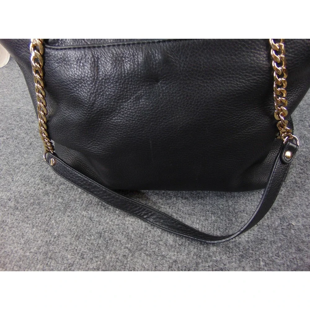 Michael Kors Black Pebbled Leather Chain Strap‎ Tote Shoulder Bag Designer Purse